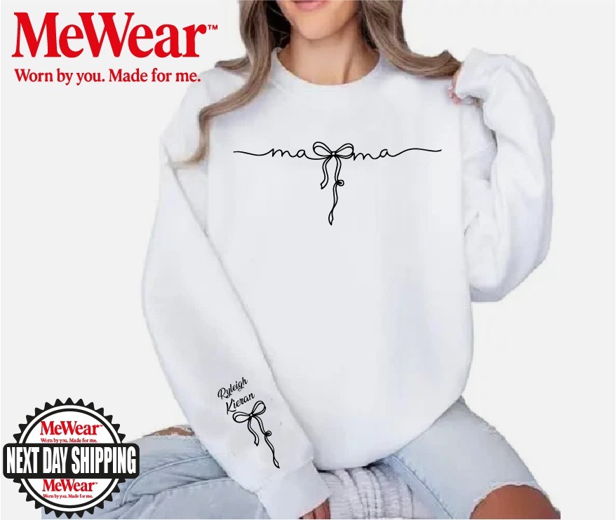 Custom Mom Sweatshirt Hoodie With Kids Name On Sleeve Gildan Mothers Day Gift