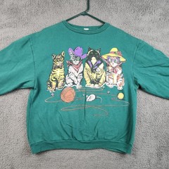 Vtg Cats on Tails 90’s Crew Neck Sweatshirt Women’s Medium Kittens Country CUTE