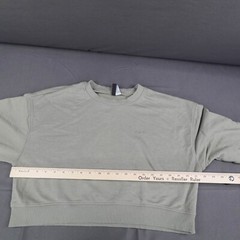 Womens Sweatshirt Top Large Green Cropped Y2K Minimalist Grunge Indie Edgy Layer