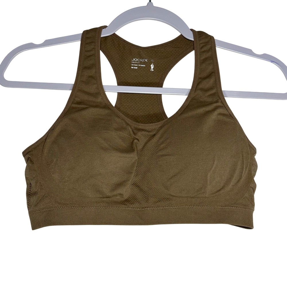 Jockey Womens XL Brown Seamless Racerback Sports Bra RN 50369 Activewear