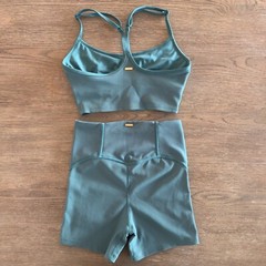 L*SPACE Active Revel Ribbed Crop Top Bra & Revel Short Set-Cypress-Size XS-$201