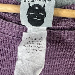 Slightly Buddha Purple Waffle Knit Pullover Graphic Sweatshirt One Size Cotton