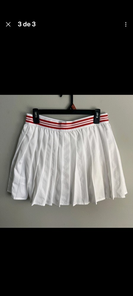 NWT Avia Pleated Tennis Skort White Red Striped Varsity Gym Skirt Shorts M 8 10