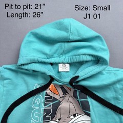 Space Jam Bugs Bunny Hoodie Women’s Small Teal Blue Fun Squad Pullover