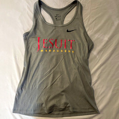 Nike Dri-FIT Women’s Gray Racerback Tank Scoop Neck Breathable Graphic Sz S