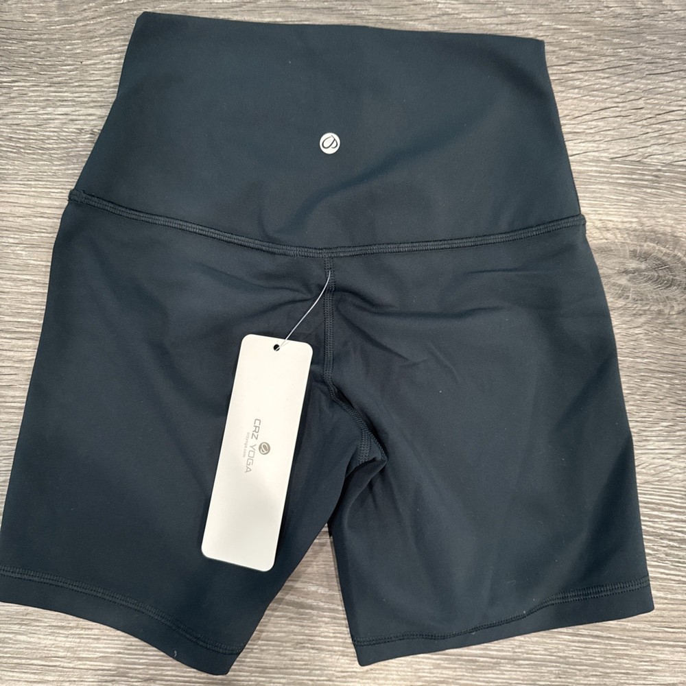 CRZ YOGA Women’s High Waist Gym Biker Workout Running Shorts Forest Green XS 0/2