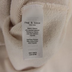 Rag and Bone Hoodie Womens L Cream V Neck Pullover Raw Hem Kangaroo Pocket