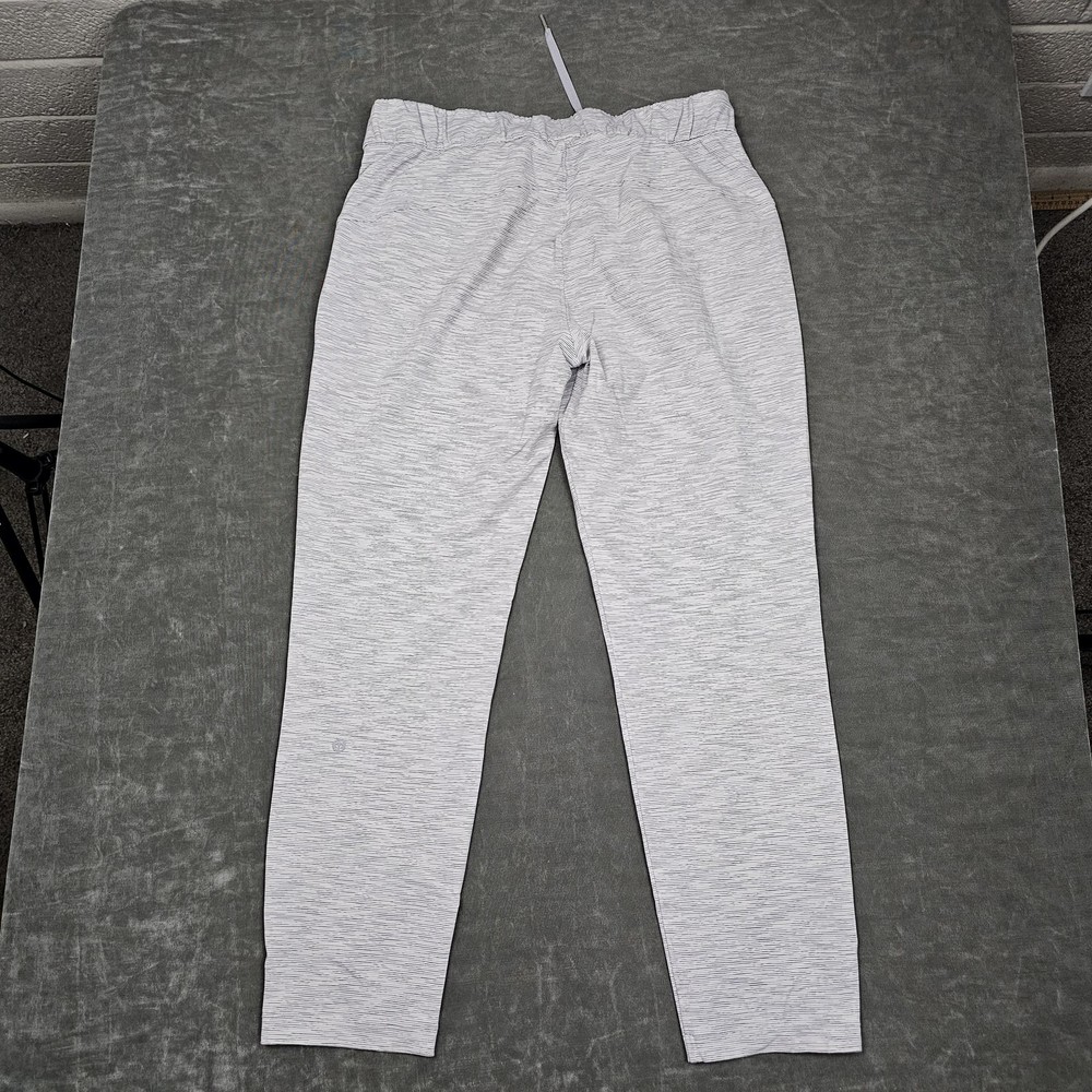 Lululemon Jogger Pants Womens 8 Gray Striped Tapered Elastic Waist Pockets Yoga