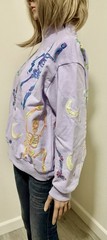 QUEEN OF SPARKLES LAVENDER MULTI DANCING SKELETON MOCK NECK SWEATSHIRT MEDIUM