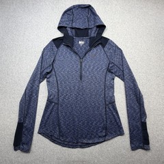 REI Screeline Hoodie Womens Medium Blue Stripe 1/2 Zip Lightweight Outdoor