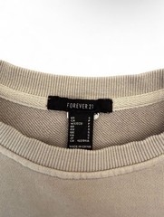 Forever 21 Womens Cropped Crewneck Pullover Sweatshirt S Beige Solid Long Sleeve