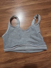 ALOYOGA ALOSOFT BRA LARGE HEATHER GRAT WHITE Heart Throb