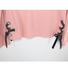 Hannah Sweatshirt Side Lace Polka Dot Ribbon Size S Peach 64618
