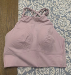 Lululemon Purple Solid Wireless Crossback Sports Bra Logo Pullover Size 4