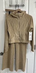 Love Poem LA Women Size Large Skylar Full Zip Sweat Jacket & Pants Khaki