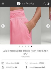 NWT Lululemon Dance Studio High-Rise Short 3.5″ LINED Sakura Pink SAKP Size 4