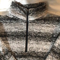 Lands End Women’s Fleece 1/4 Zip Pullover Black White Heathered Size S (6-8)
