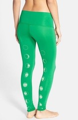 Teeki Green Moon Leggings L Yoga Pilates Antimicrobial Boho Festival Colorful
