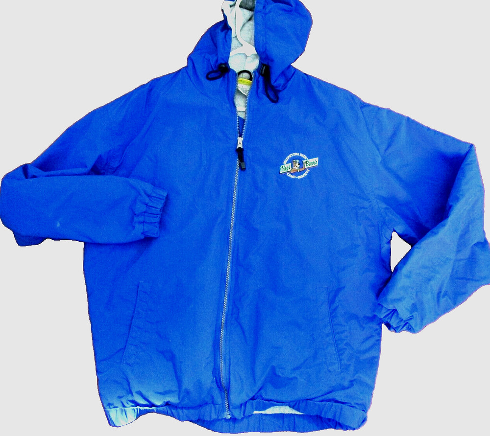 Yogi Bear’s Jellystone Camp Blue Nylon Hooded Pockets Lined Jacket- Unisex Lg.