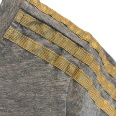 Adidas Climalite Women’s Gray Graphic Logo Tee Gold Stripes Cap Sleeve Size L