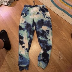 Justice Tie Dye Jogger Pants Juniors M Blue Green White Drawstring Tapered