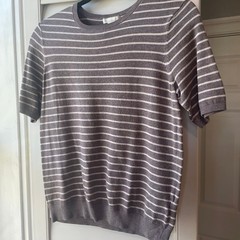 H&M Womens Brown Striped Acrylic Blend Sweatshirt Size L