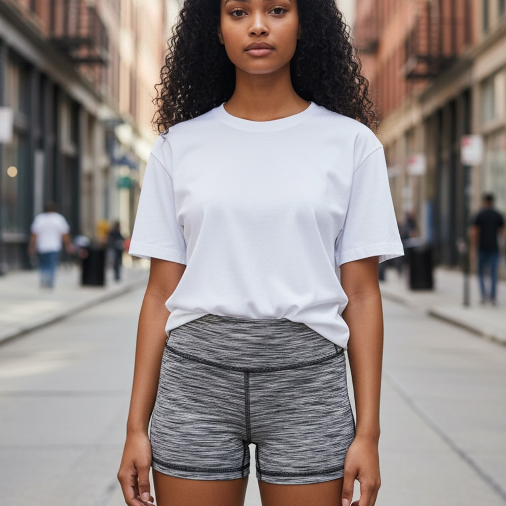 Xersion Mid-Rise Bike Shorts in Heathered Gray