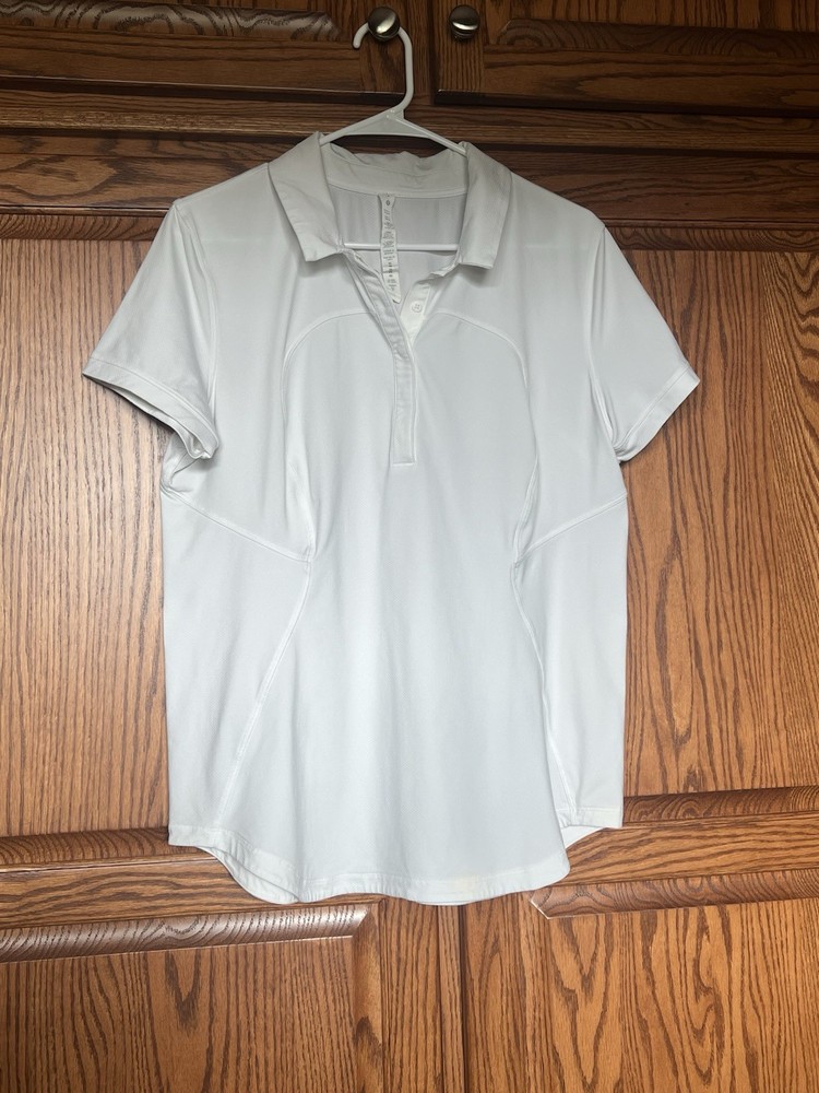 Lululemon Shirt Women 14 White Quick Drying Polo Preppy Tennis Golf Athletic
