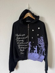 Strides JP Womens Small Black Love Poem Heavyweight Fleece Lined Hoodie