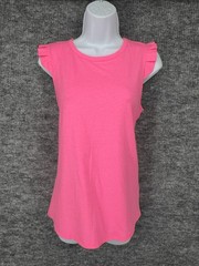 Lilly Pulitzer Luxletic Tank Top Womens Medium Pink Ruffle Sleeve Open Back