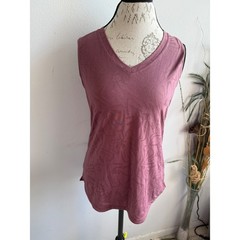 Athleta Womens Mauve Jacquard Palm Leaf V-Neck Tank Top Size M Activewear 2611