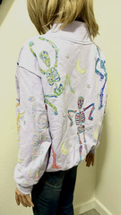 QUEEN OF SPARKLES LAVENDER MULTI DANCING SKELETON MOCK NECK SWEATSHIRT MEDIUM