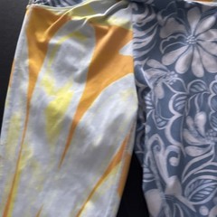 FP Movement Double Take Printed Leggings Women SZ M MidRise 7/8 Pant Yellow Blue