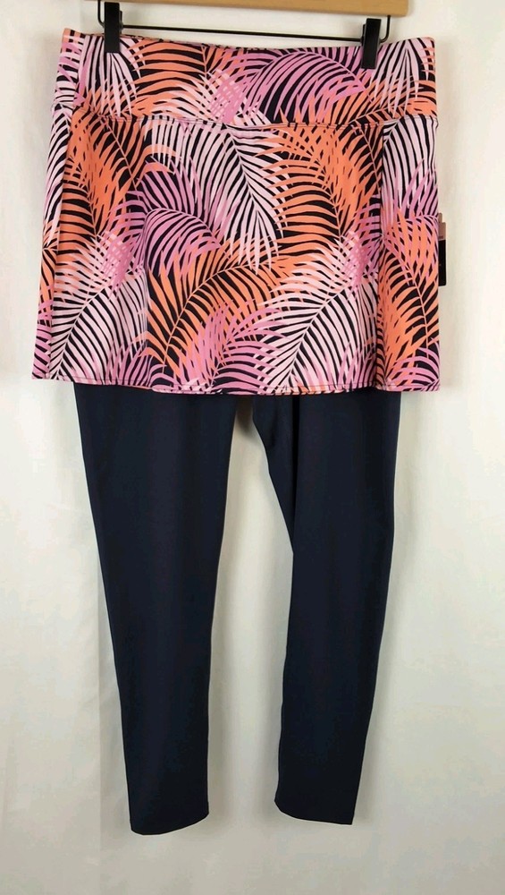 Womens Large Tommy Bahama Everyday Active Skort Leggings Tropical Palm UPF 50