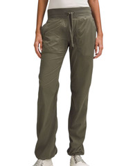 LULULEMON Dance Studio Full Length Pants ARMY GREEN W5ENOR Mid-Rise Pull-On SZ 4