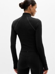 Athleta M Medium Salutation Pop Stitch Crop Jacket Black/Bone NWT! #784402