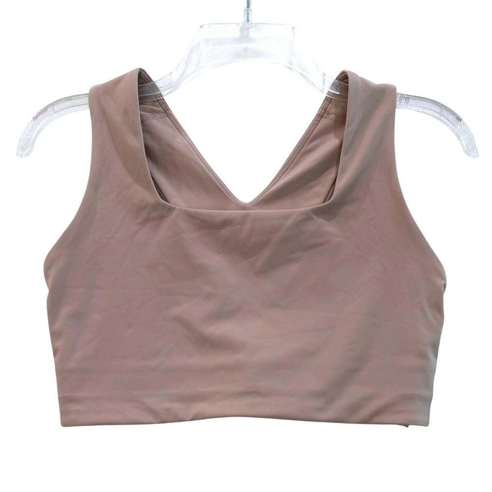 FP Movement Free People Good Karma Sports Bra Mauve Taupe Square Neck M NEW