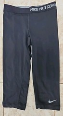 Nike Pro Combat Ladies Size S UK 8 10 Black Capri Pants Train Gym Fitness Yoga