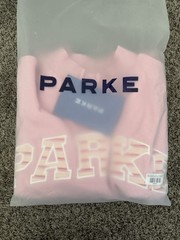 PARKE Varsity Mockneck Sweetpea Pink Stripe Sweatshirt Heritage Size L/XL NEW