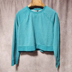 Sweaty Betty After Class Turquoise Teal Marl Cropped Raglan Sweatshirt Large L