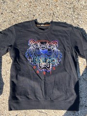 Kenzo Black Sweatshirt UK Size M Embroidered Tiger Multicoloured Genuine Kenzo