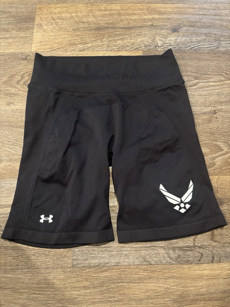 Under Armour US Air Force Athletic Shorts Black Seamless Womens Large