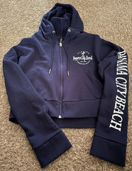 Alvin’s Island Women’s L Blue Full Zip Crop Hoodie Panama City Beach