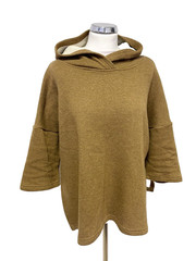 MAMA B ULASSIA BROWN WOOLEN MIX PULLOVER 3/4 SLEEVED HOODED TOP SIZE S RRP £189