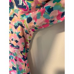 Lilly Pulitzer Skipper Popover Half Zip Hoodie Pink Blue Floral Sweatshirt L