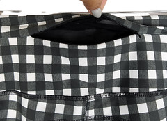 Albion Fit Black Gray & White Checkered Pattern Leggings Size Meas 26 x 23.5