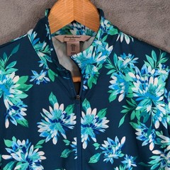 Tommy Bahama Active Floral Zip Front Jacket Sz Small Teal Women Golf Casual