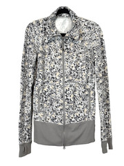 Lululemon Asana Jacket Womens M Not So Petite Fleur Gray Zip Yoga Running Top