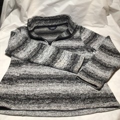 Lands End Women’s Fleece 1/4 Zip Pullover Black White Heathered Size S (6-8)