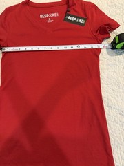 Bespoke Sport Women’s V-Neck Jersey T-Shirt Red Slim Fit Stretch Size S